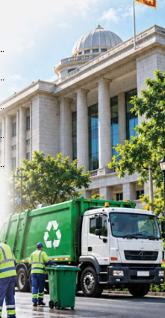 Waste collection crew working on an institutional project